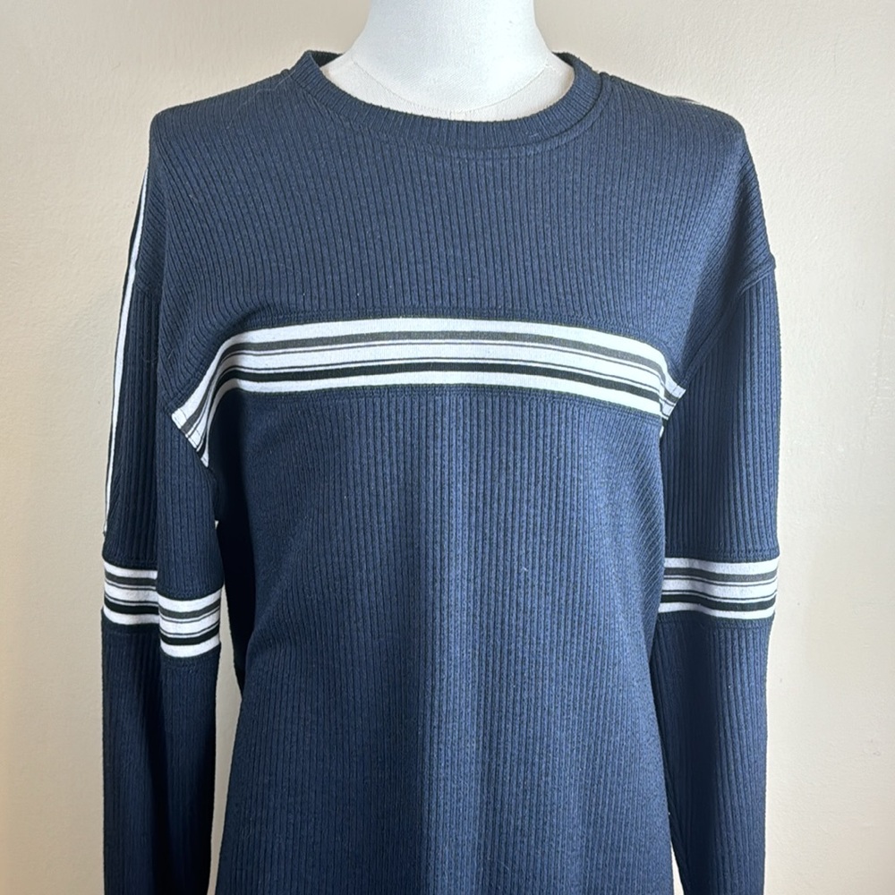 Vintage XG Extreme Gear Men Jersey XL Blue Stripe Cotton Blend Long Sleeve Tee